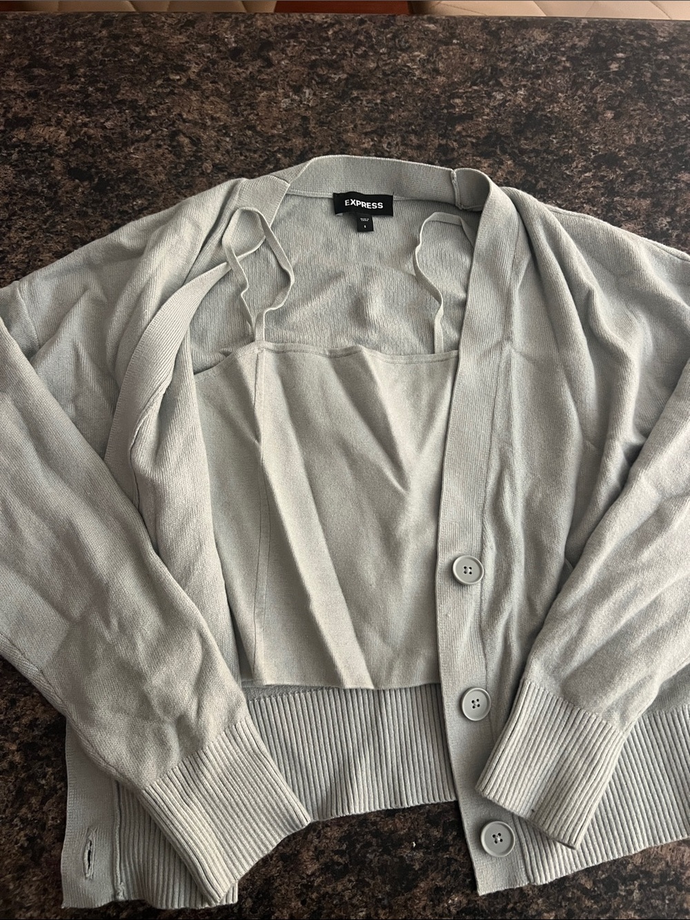 Express  Button-Front Cardigan and Crop Top